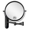 8 Inch Wall Mounted Makeup Vanity Mirror, Double Sided 1x/10x Magnifying Mirror, 360° Swivel with Extension Arm Bathroom Mirror (Black)