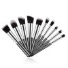 Mini Makeup Brushes Set for Travel Set Synthesized 10 Pieces (Black Silver)