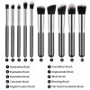Mini Makeup Brushes Set for Travel Set Synthesized 10 Pieces (Black Silver)