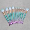 10Pcs Mermaid Makeup Brushes Fish Tail Eyebrow Face Lip Blending Green