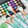 10Pcs Mermaid Makeup Brushes Fish Tail Eyebrow Face Lip Blending Green