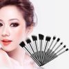 Mini Makeup Brushes Set for Travel Set Synthesized 10 Pieces (Black Silver)